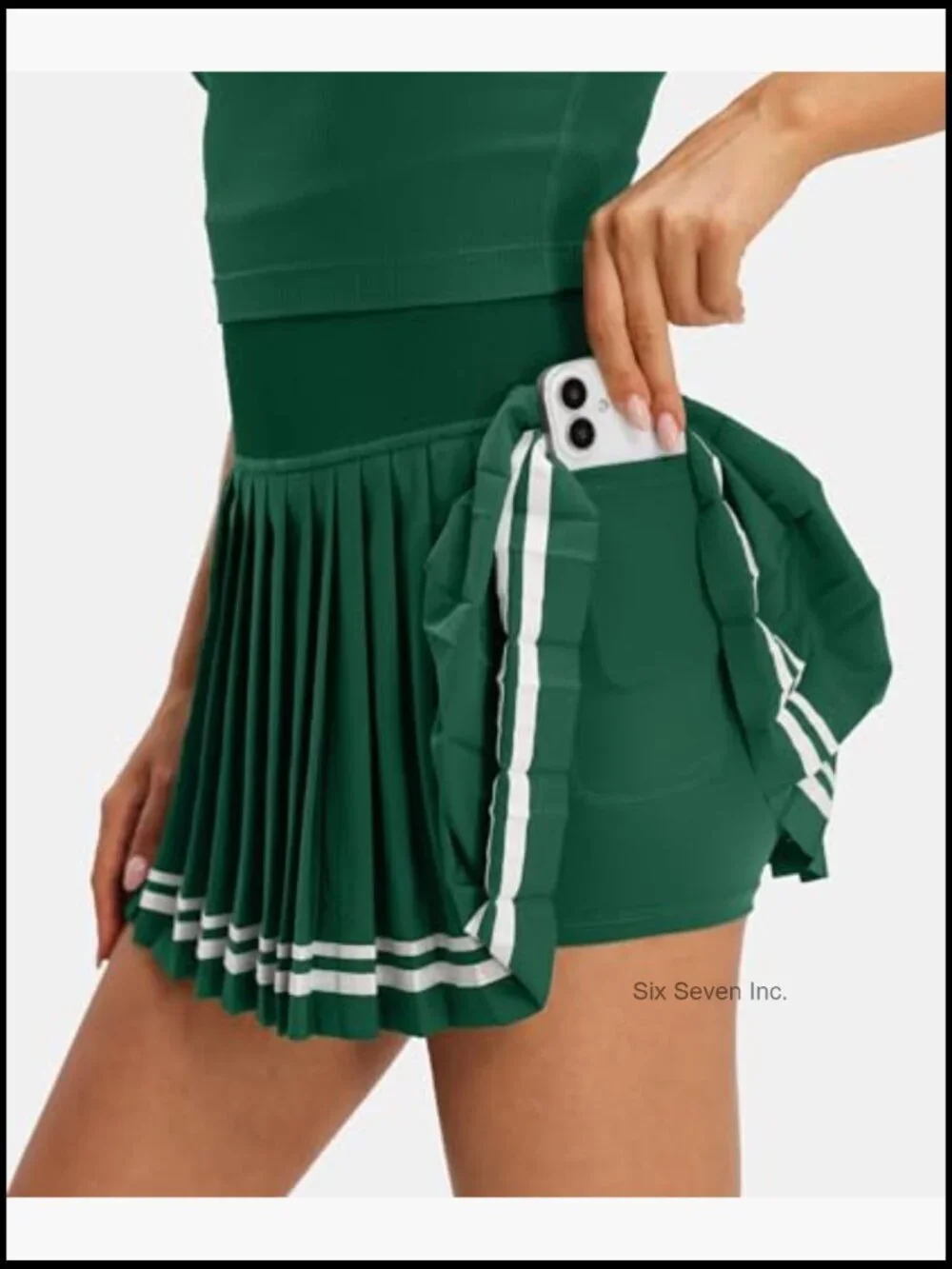 Racerback Sleeveless Tennis Skirt Set with Built-in Shorts and Bra